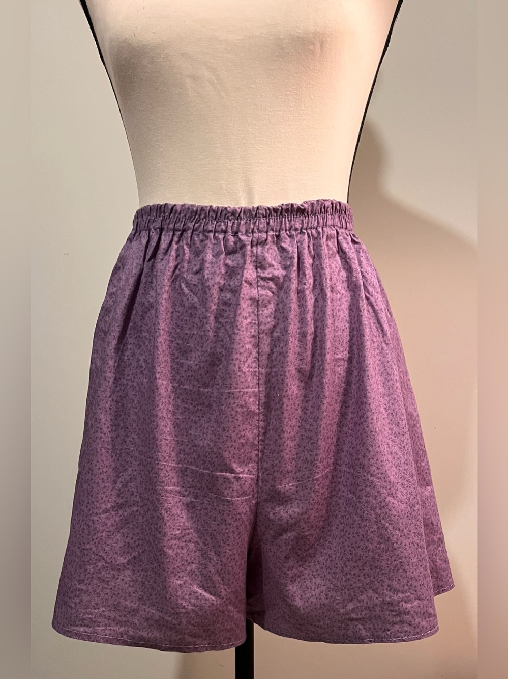 Women's Elastic Waist Purple Floral Lounge Shorts